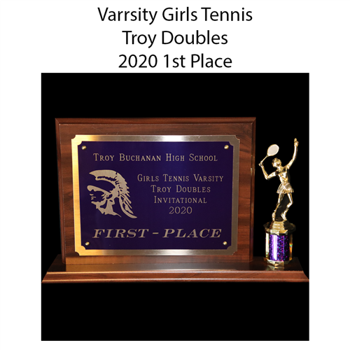 Varsity Girls Tennis Troy Doubles 2020 1st Place 